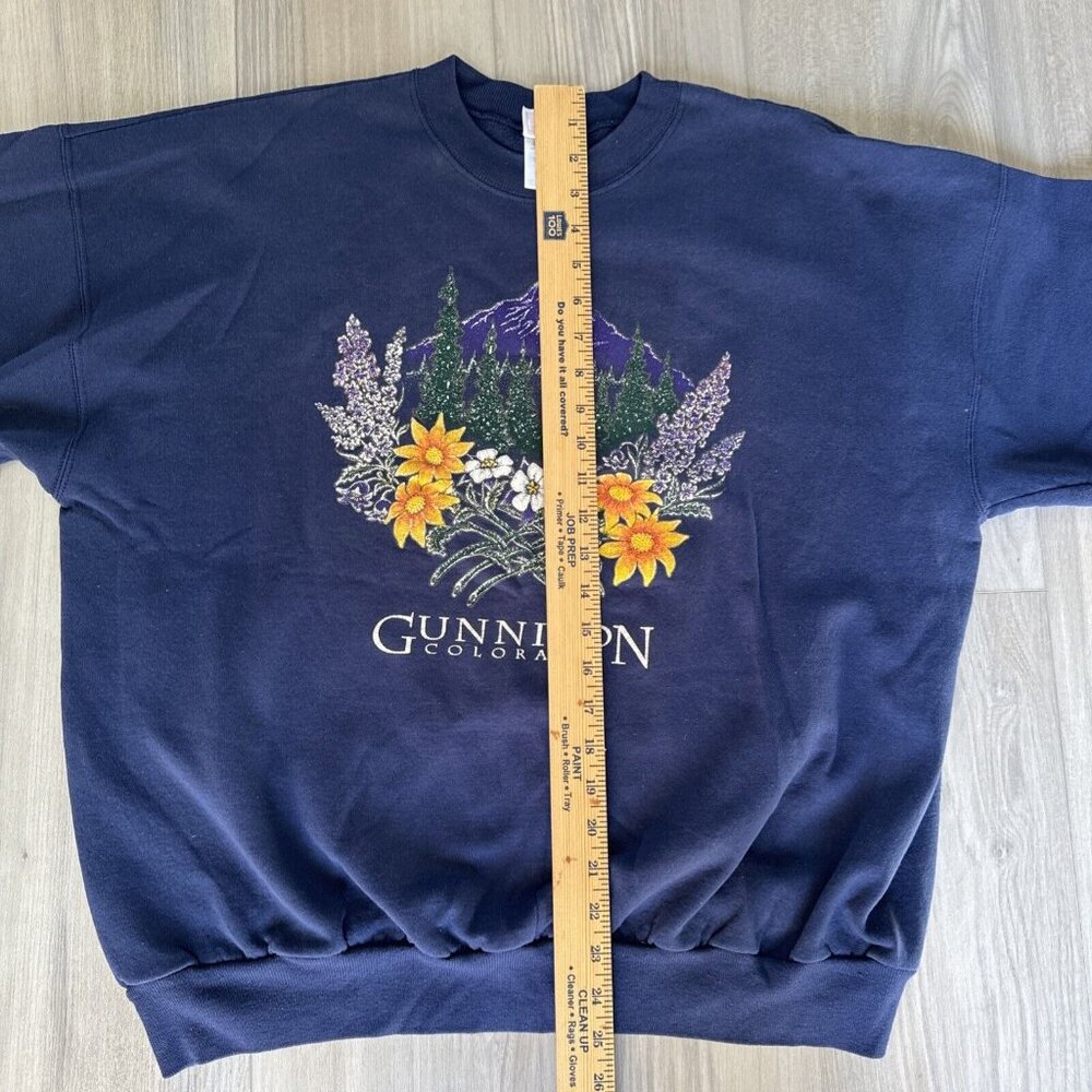 Vintage Gunnison Colorado Navy Blue Hanes Sweatshirt XL Nature 90s Mountains - Picture 9 of 11